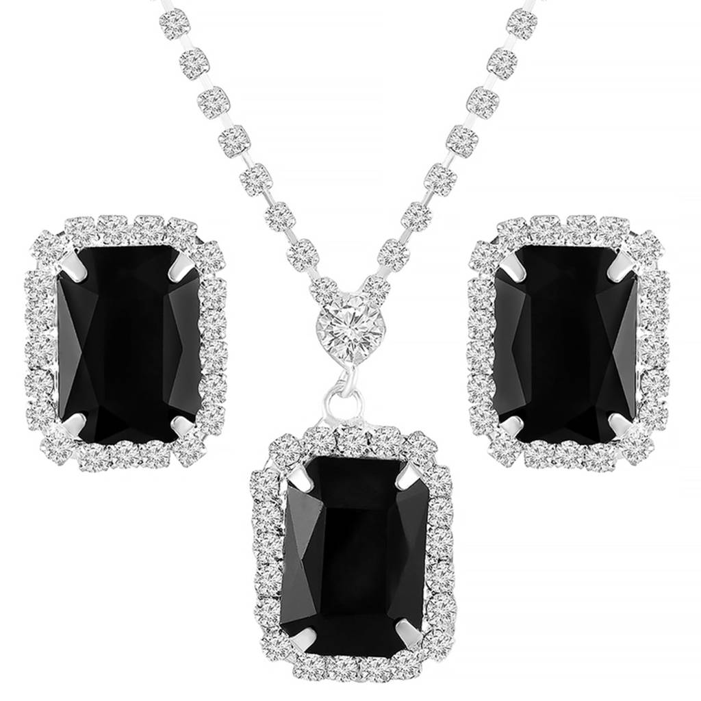 Pendant Chain Necklace Earrings Set For Women & Girls Jewellery Anniversary Gift For Her : PX9N192BL