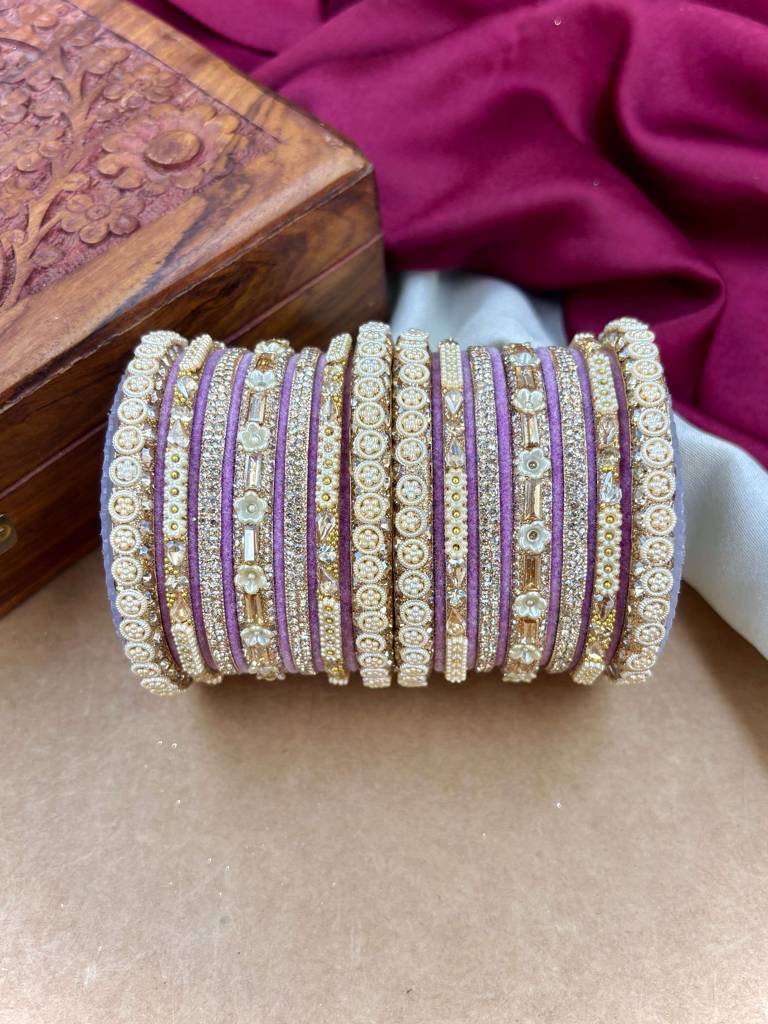 Velvet Bridal Bangles Set : HB-53-24-LAVENDER