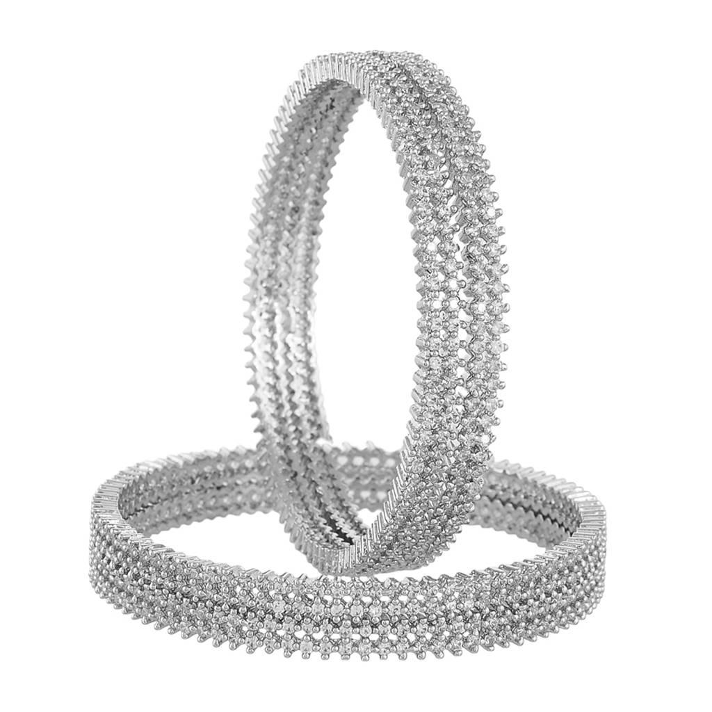 Sparkling Elegance White Cluster Setting Cz Bracelets : 8905124523270
