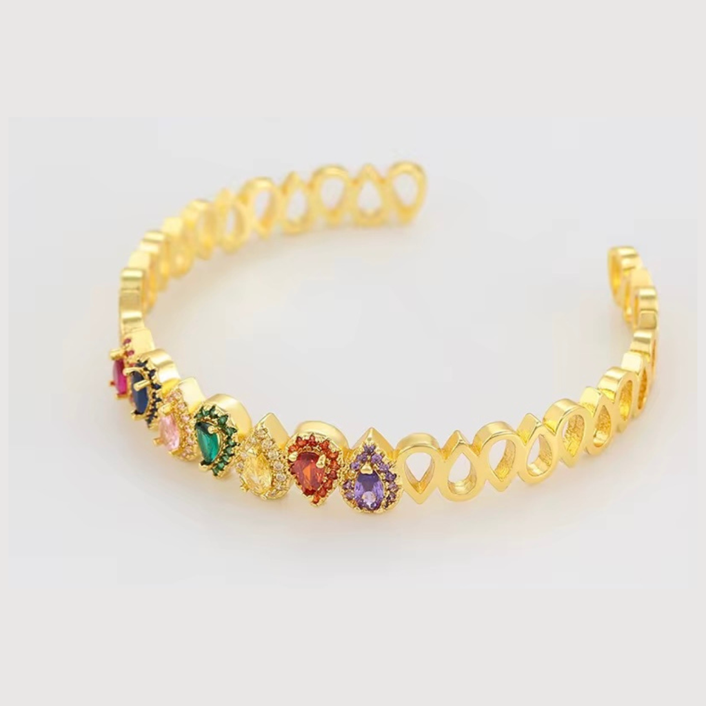 Colourful Tear Drop Zircon Stone Bracelet : RB55