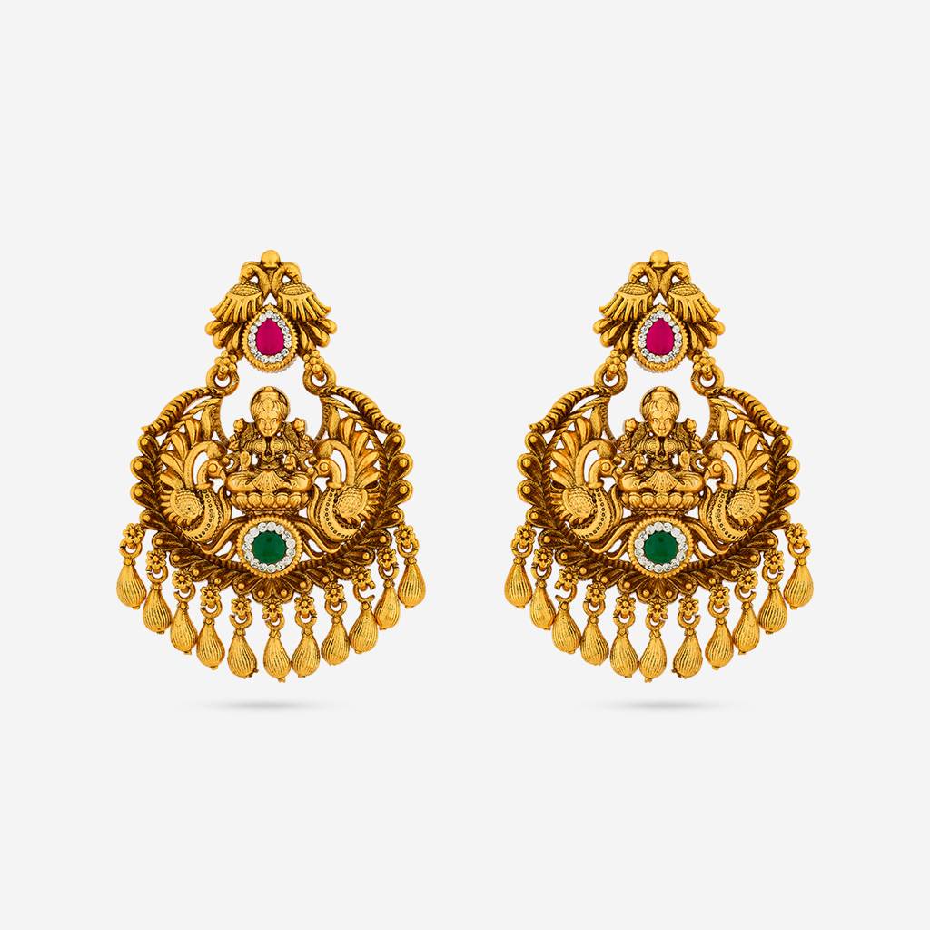 Ruby-Green Gold - Plated Festive Antique Earring - 449597 : 449597