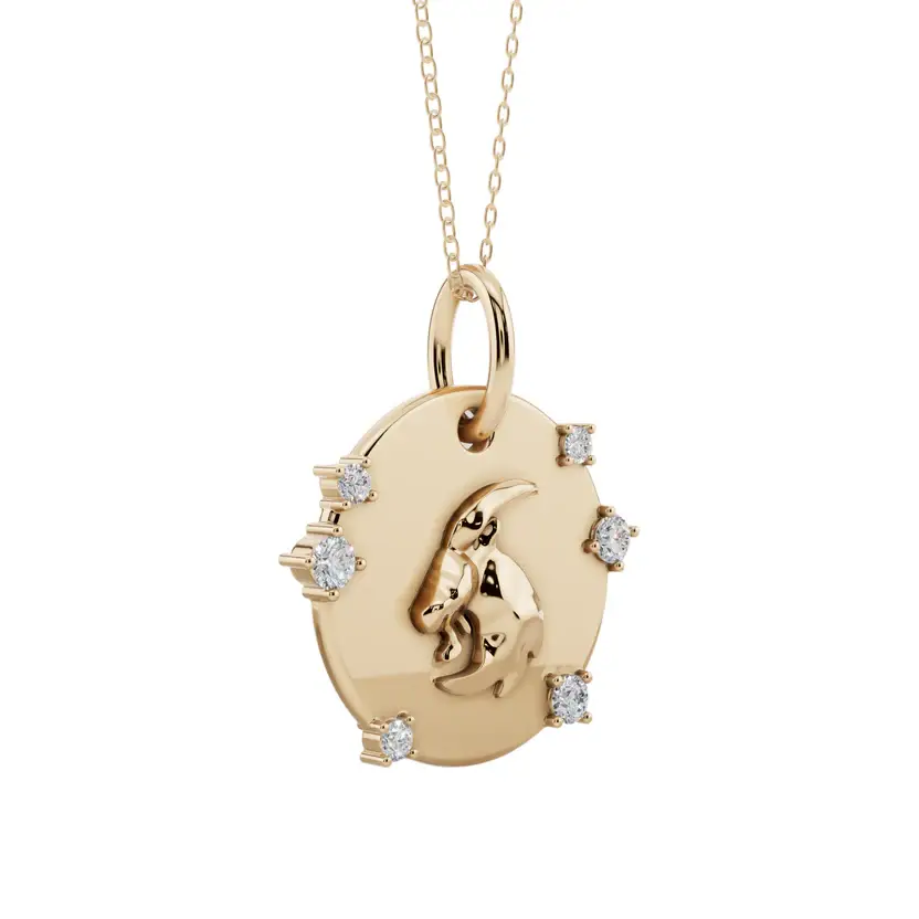 Imperial Summit | Capricorn Charm Semi Silver Pendant Necklace : VZD01-CPRN-SM