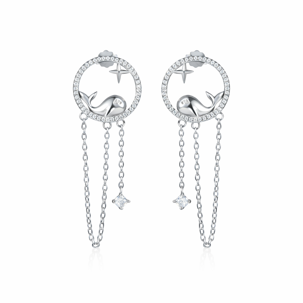925 Sterling Dolphine Earrings : TRETL0043Silver