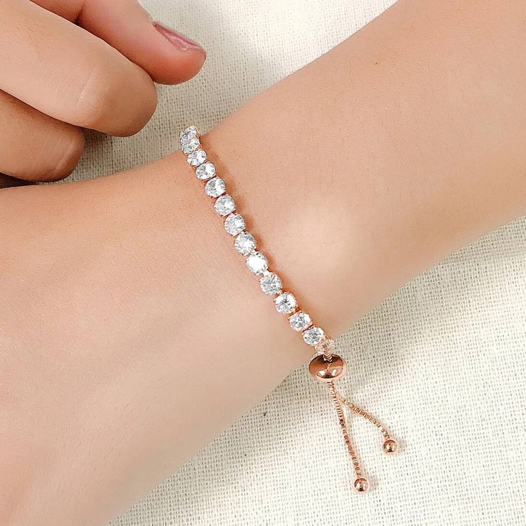 Peora Rose Gold Plated Cubic Ziroconia Studded Charm Bracelet Stylish Fashion Jewellery For Women : PX8B36C