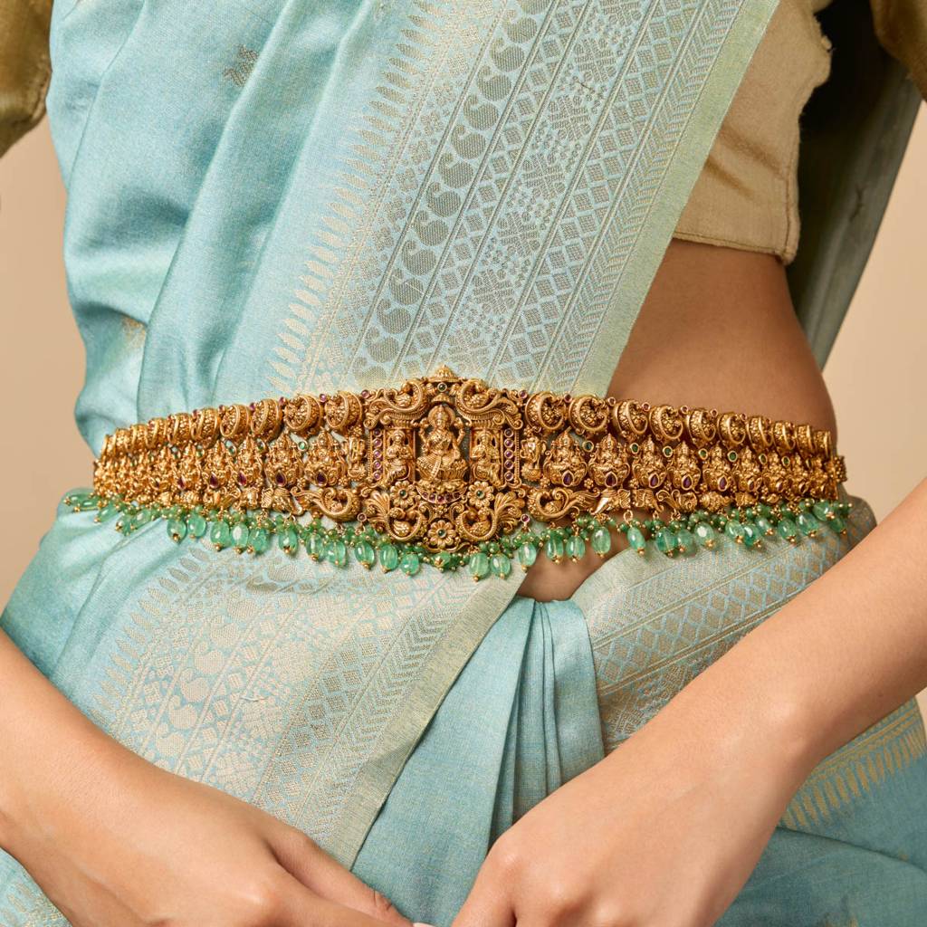 Ruby-Green Gold - Plated Bridal Antique Belt - 441990 : 441990