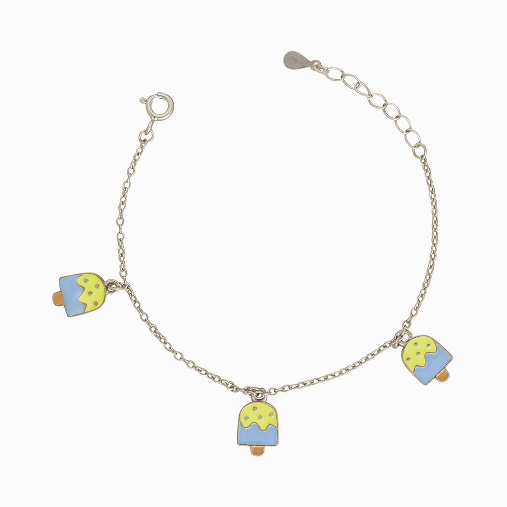 925 Sterling Silver Ice Cream Charm Bracelet For Kids & Girls : SKN26J3031