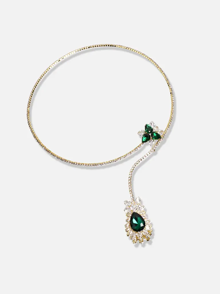 Women Artificial Stones Studded Open Necklace : SOHNCK3389