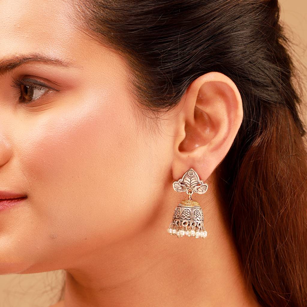 Antique Elegance Pearl Beaded Jhumki : 8905124582574