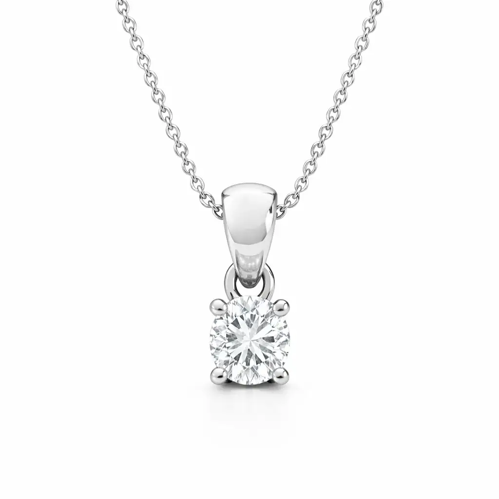 0.25 Ct Oval Diamond Women'S Pendant | Prong-Set Solitaire Design : PD-CC-0.25OVAI13-YE-Silver925-LabD