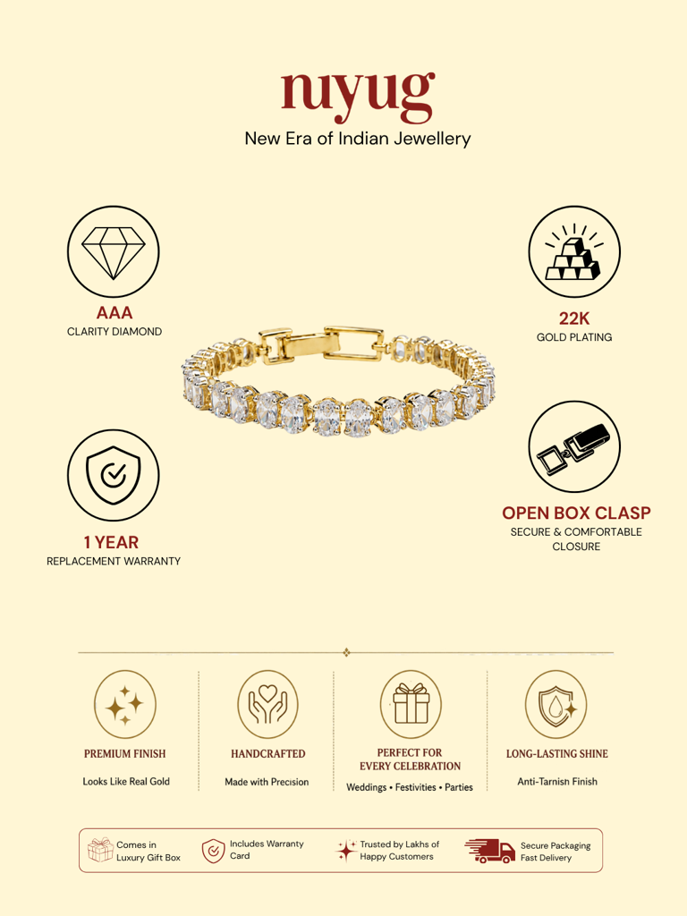 Oval Solitaire Gold Bracelet : YI24A1048B