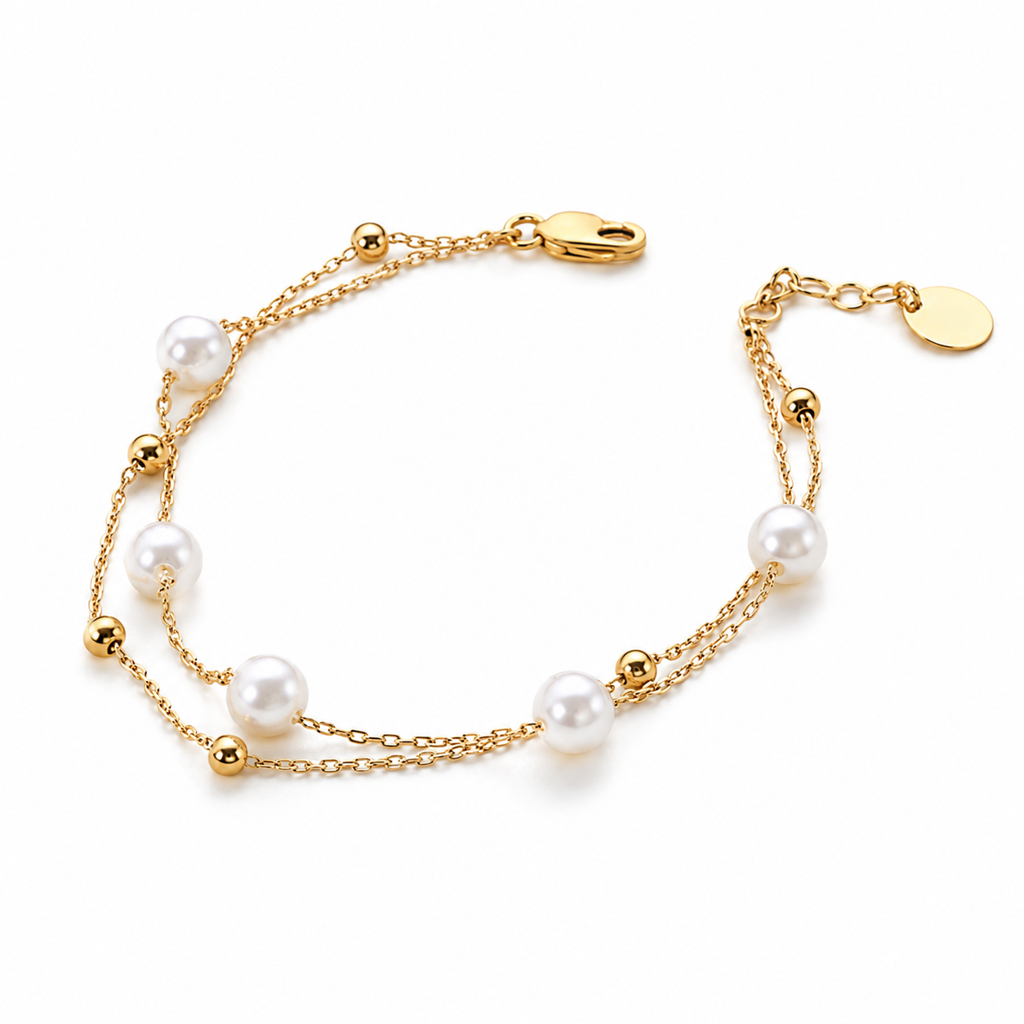 Pearl Drift Layered Bracelet : BS14970-G-WH