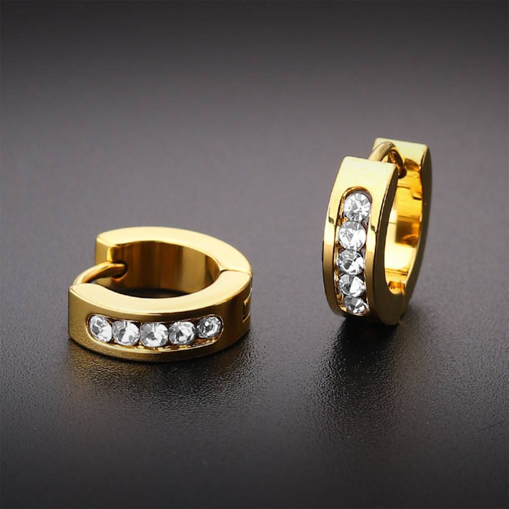 Combo Set Of Fancy Cross Pendant Cuban Chain With Cubic Zirconia Studded Hoop Huggie Bali Earrings For Men  : PX9ME41G-PX5CH86