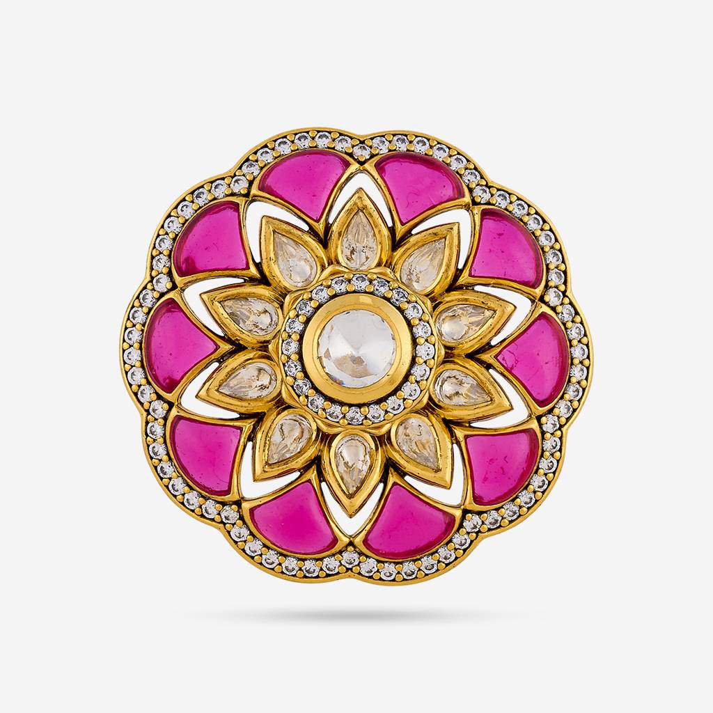 Ruby Victorian - Plated Bridesmaid Kundan Finger Ring - 449676 : 449676