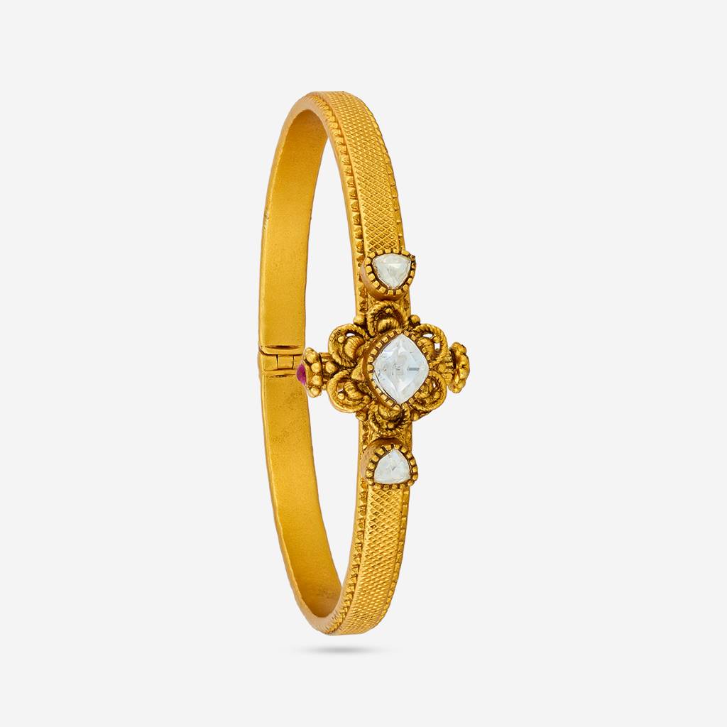 White Gold - Plated Festive Antique Kada - 460714 : 460714