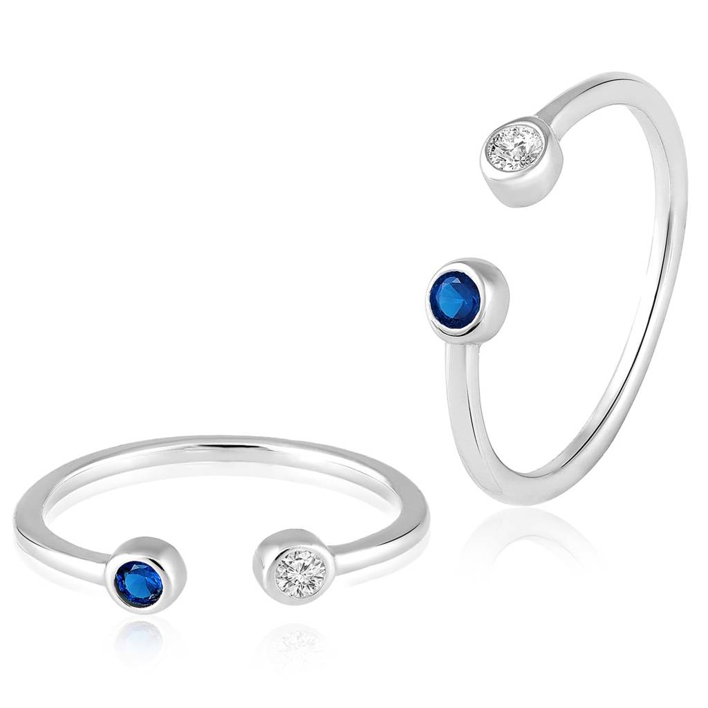 Blue Cubic Zirconia Studded 925 Sterling Silver Adjustable Toe Ring Rhodium Plated Stylish Comfortable Bichiya Gi : PF18TR17SB