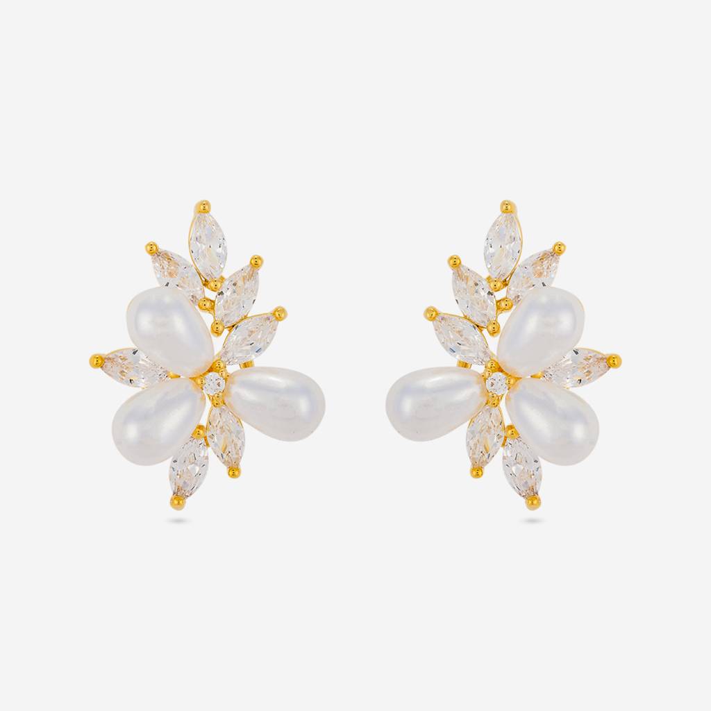Pearl Gold - Plated Casual Wear Trendy Zircon Earring - 464540 : 464540