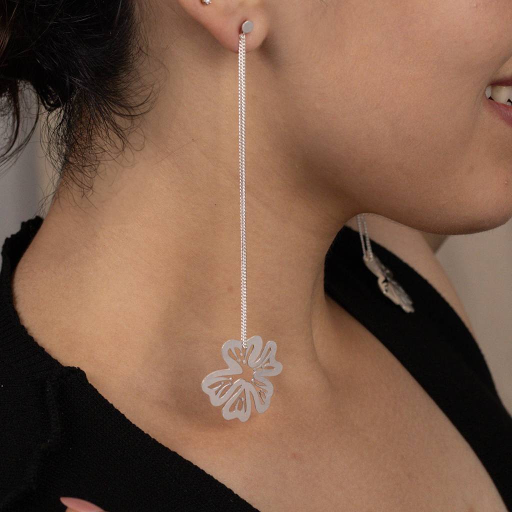 Silver Gulmohar Filigree Laser Cut Dangler Earring : 08744855