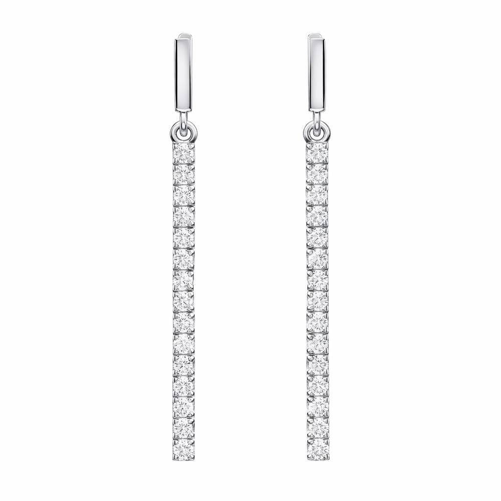 925 Silver Cz Bar Drop Earrings Minimal Dangle : SE_000924