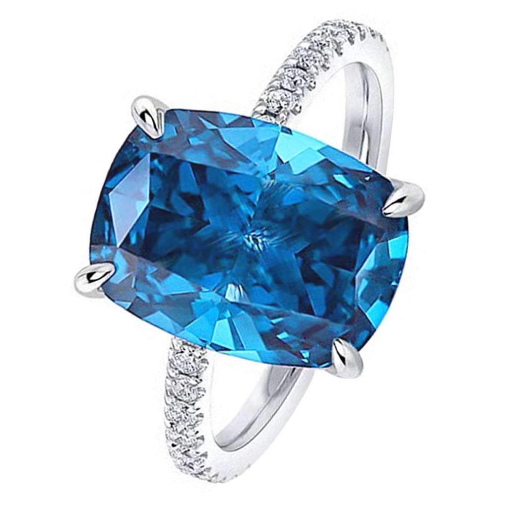 Silver Plated Blue Crystal & Cubic Zirconia Studded Stylish Finger Ring Contemporary Jewellery For Women & Girl : PX9R3034SB-7