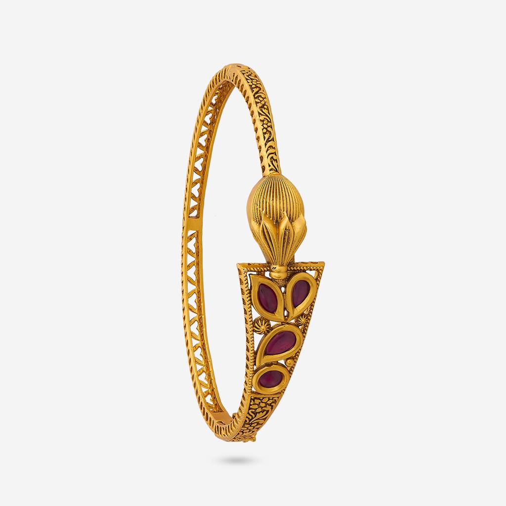 Ruby Gold - Plated Festive Antique Kada - 455800 : 455800