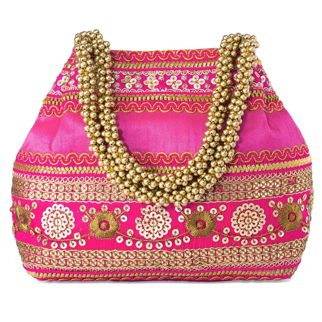 Potli Purses For Women Handmade Evening Handbag Stylish Bridal Fashion Wristlet Bag For Girls (P185Pch) : P185RP