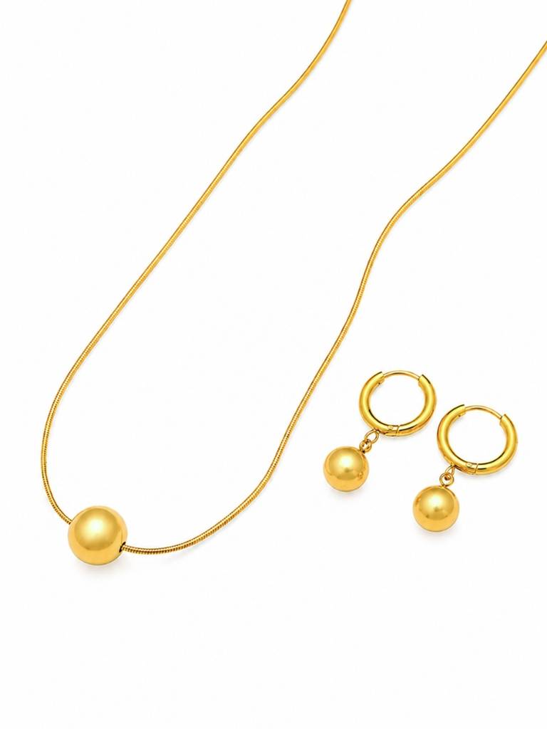 18K Gold Plated Golden Orbit Set Stainless Steel Waterproof & Anti-Tarnish : S1SJSS0G