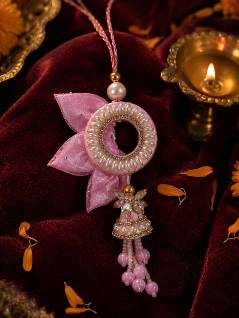 Pearl Petal Bow Lumba Rakhi : ANRK039