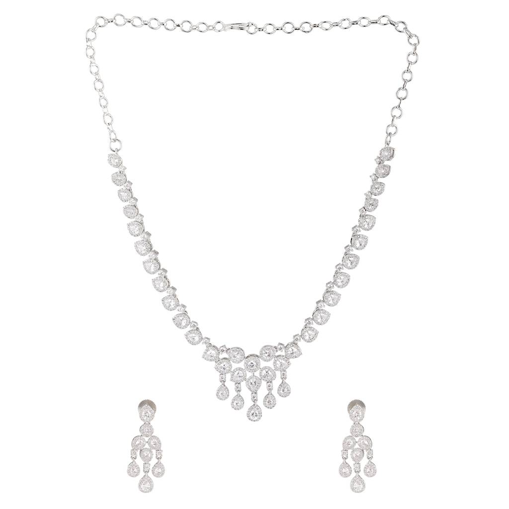 Sparkling Essentials Starfall American Diamond Necklace Set : 8905124561074