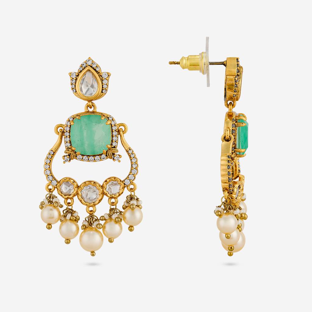 Victorian - Plated Bridesmaid Kundan Earring - 463833 : 463834