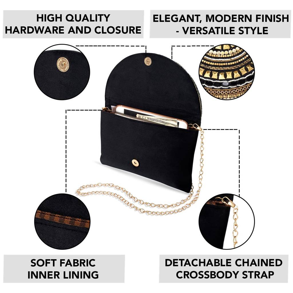 Clutch Purses For Women Wedding Handmade Evening Handbags Party Bridal Clutch (C12Bl) : C12BL