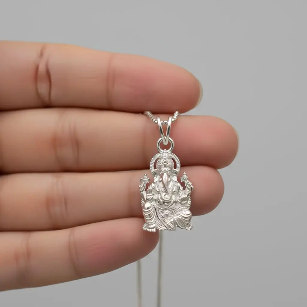 Eternz Certified Jewellery - ZALKARI Silver God Ganesha Idol Pendant