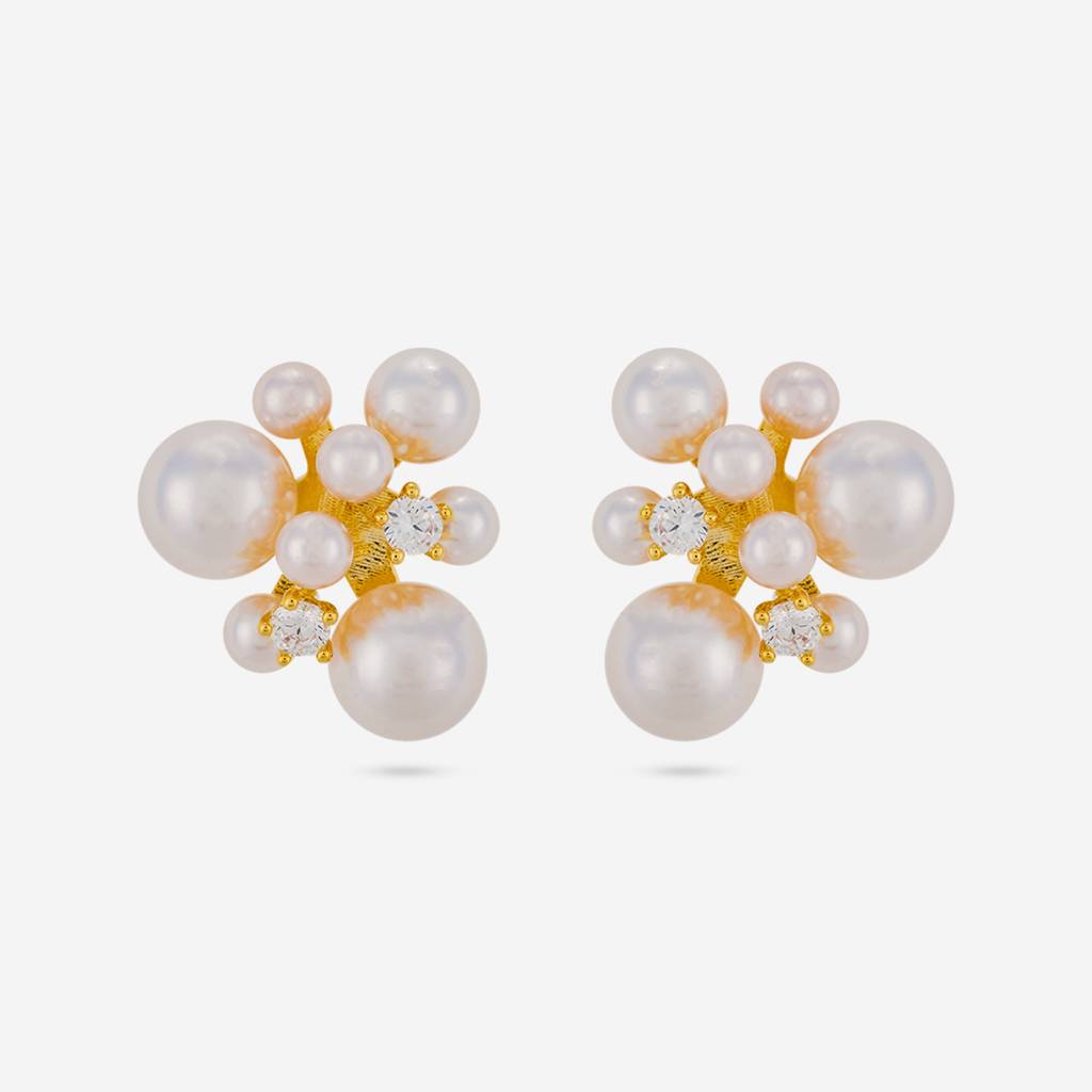 Pearl Gold - Plated Casual Wear Trendy Zircon Earring - 464538 : 464538