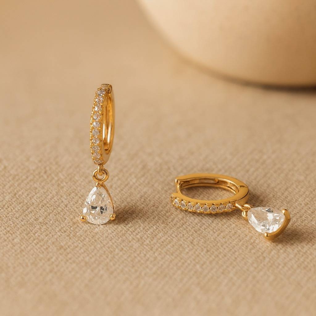 Diamond Pear Drop Huggie : Diamond-Pear-Drop-Huggie-GV