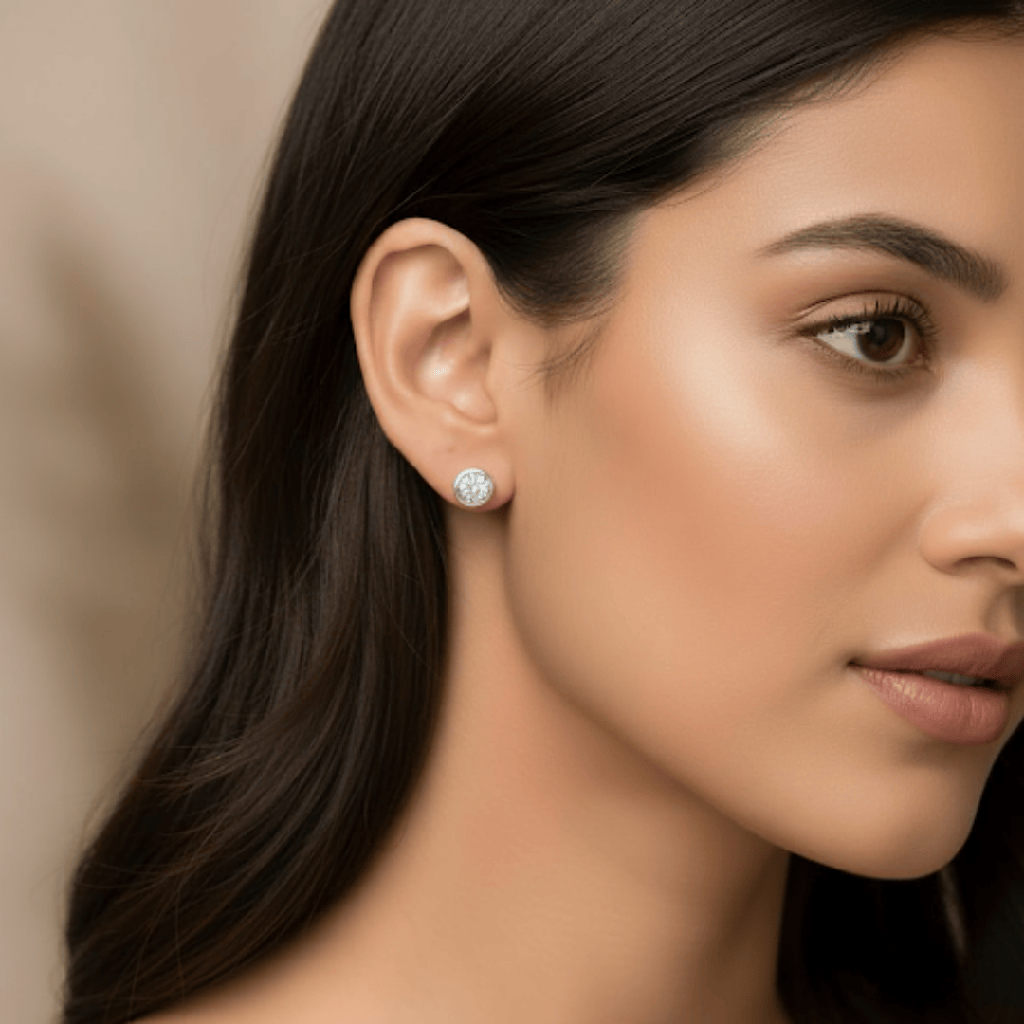 Small Single Stone Silver Earring : ES013-SmallSingleStoneSilverEarring