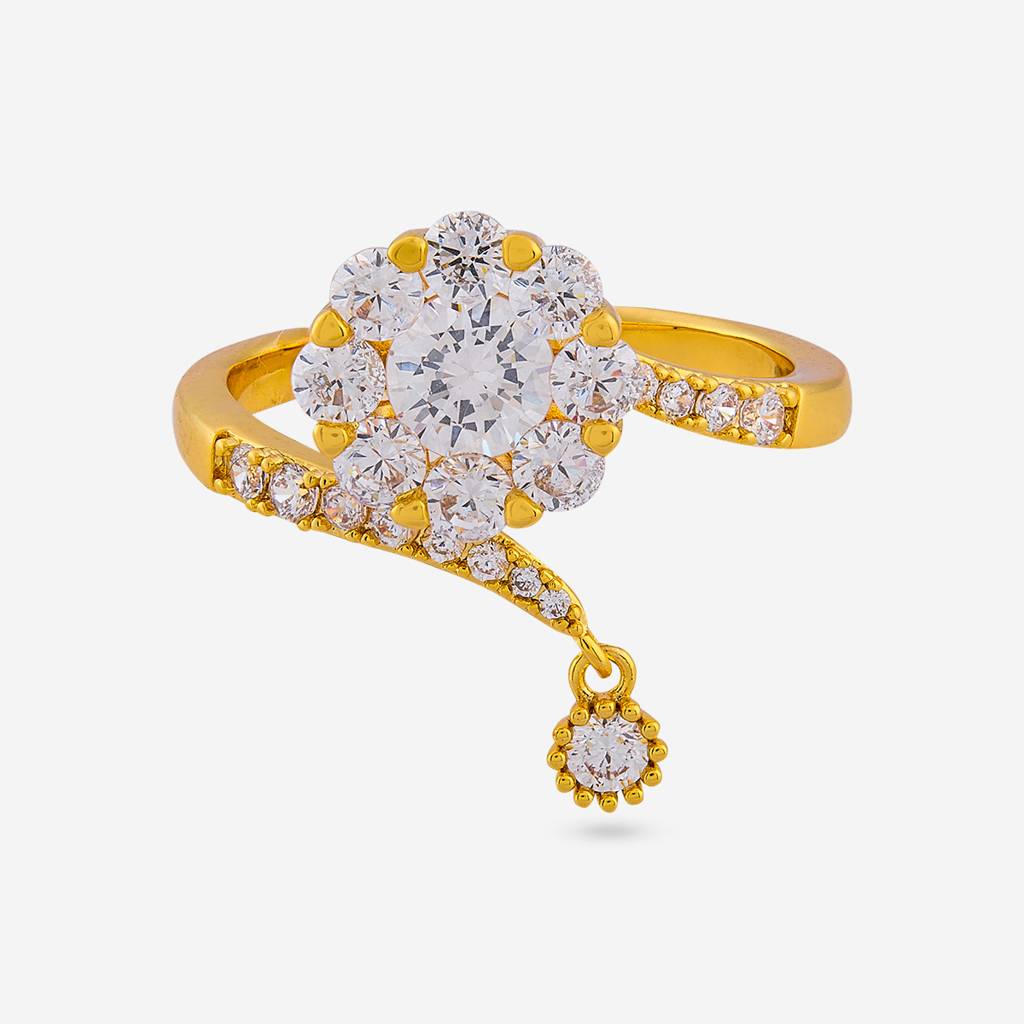 White -Gold Plated Party Wear Trendy Zircon Finger Ring - 476433 : 476433