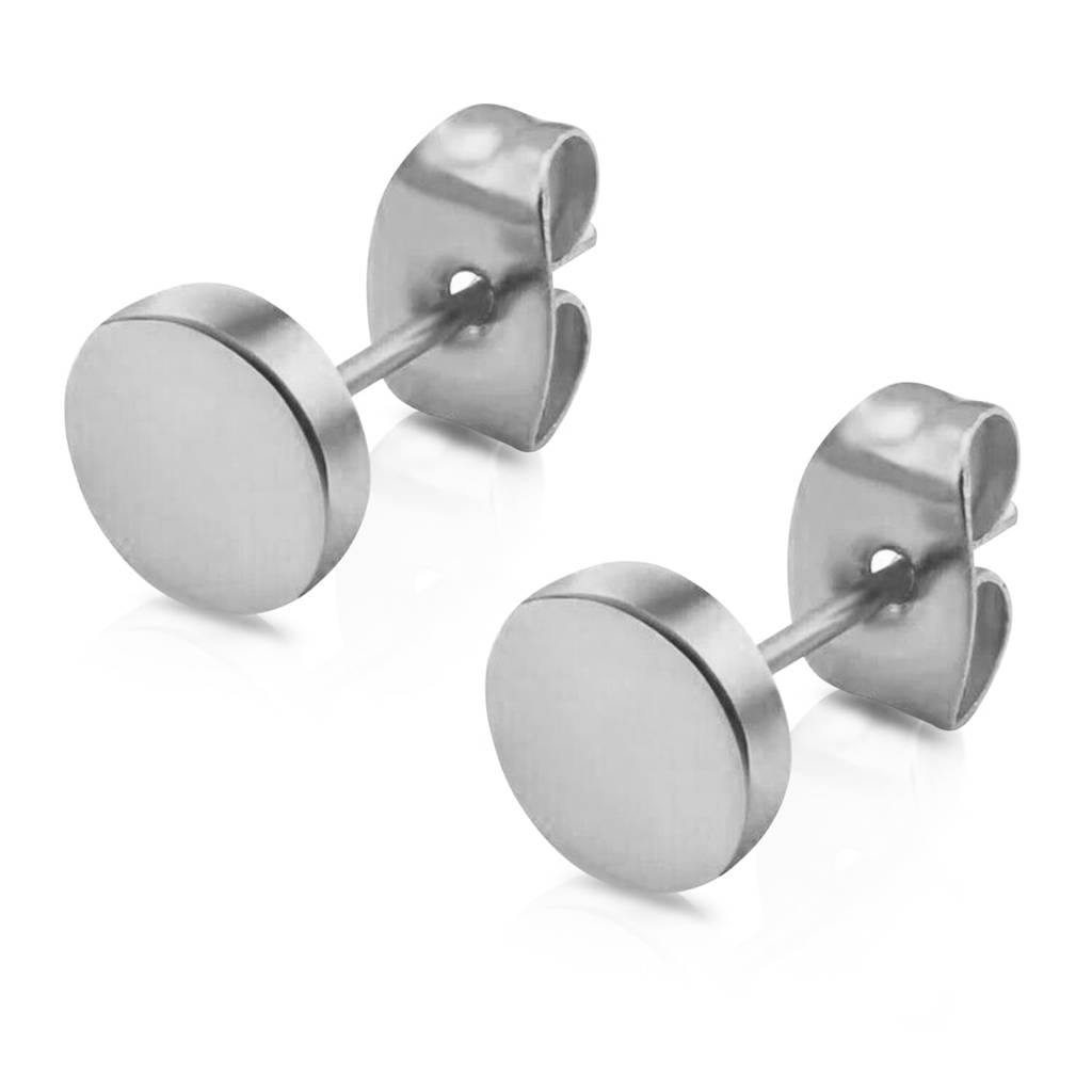 Silver Plated Stainless Steel Round Stud Earrings Fancy Jewellery For Men & Boys| : PX9ME08S