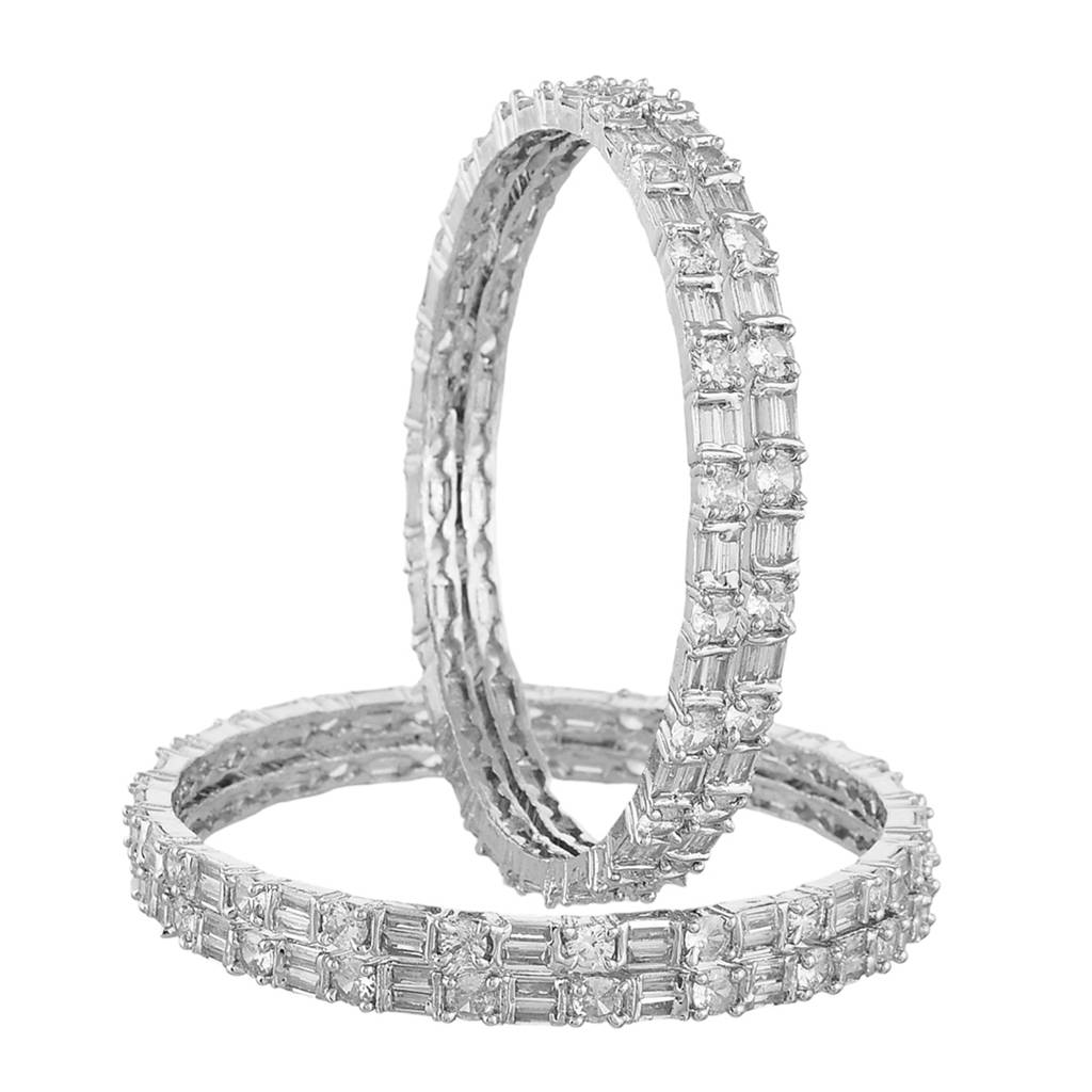 Sparkling Elegance Round And Rectangle Cut Cz Bracelets : 8905124523317