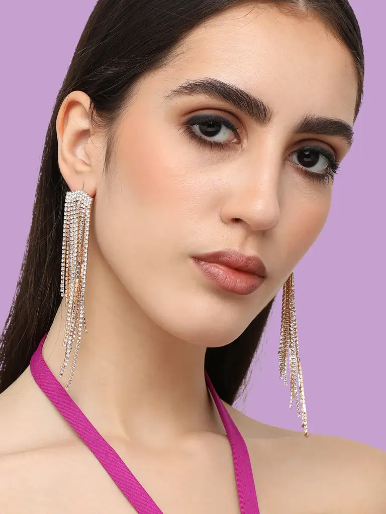 Pleasant-Gold Plated Designer Stone Party Drop Earring For Women : SOHEAR4470