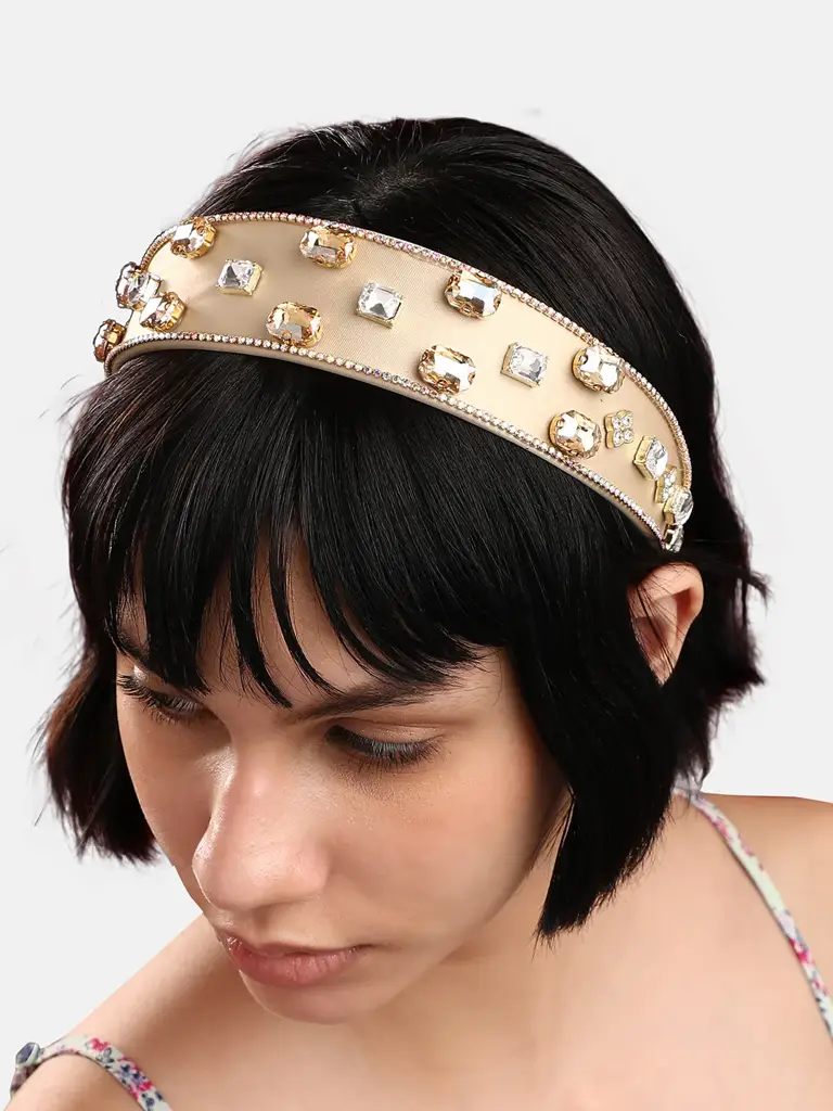Rajata-Sohi'S Shimmering Delight: Bedazzled Hairband : SOHIBD9581