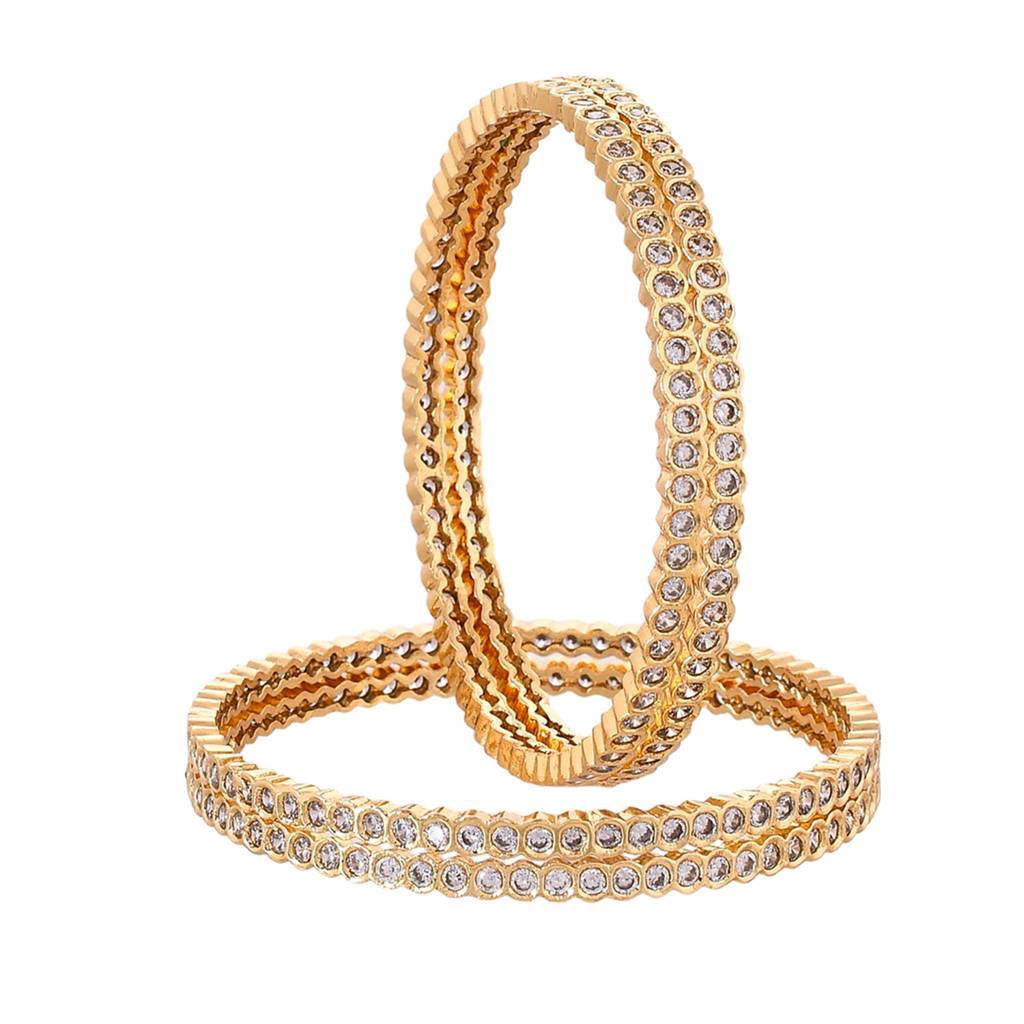 Sparkling Elegance Gold Plated Round Cut Cz Bracelets : 8905124523140