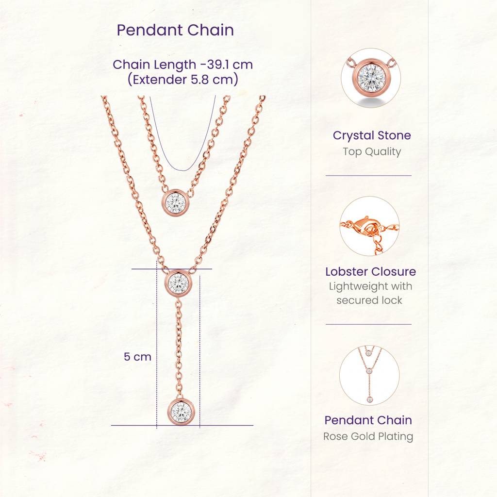 Crystal Studded Fancy Two Layer Chain Necklace Jewellery For Women & Girls : PX9N272CW