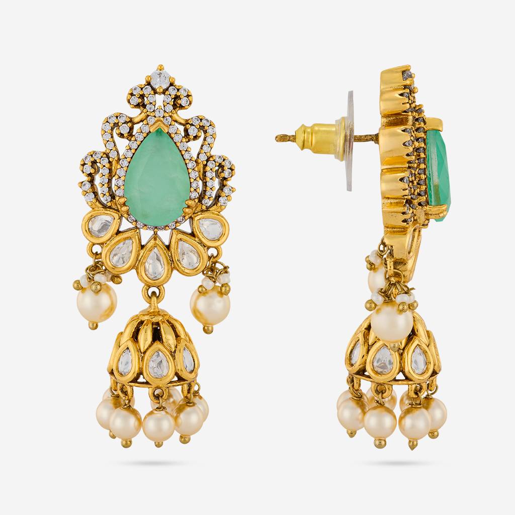 Victorian - Plated Bridesmaid Kundan Earring - 461662 : 461663