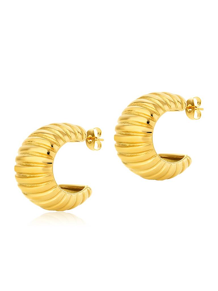 18K Gold Plated Golden Curve Earrings Stainless Steel Waterproof & Anti-Tarnish : E83SJSS0G