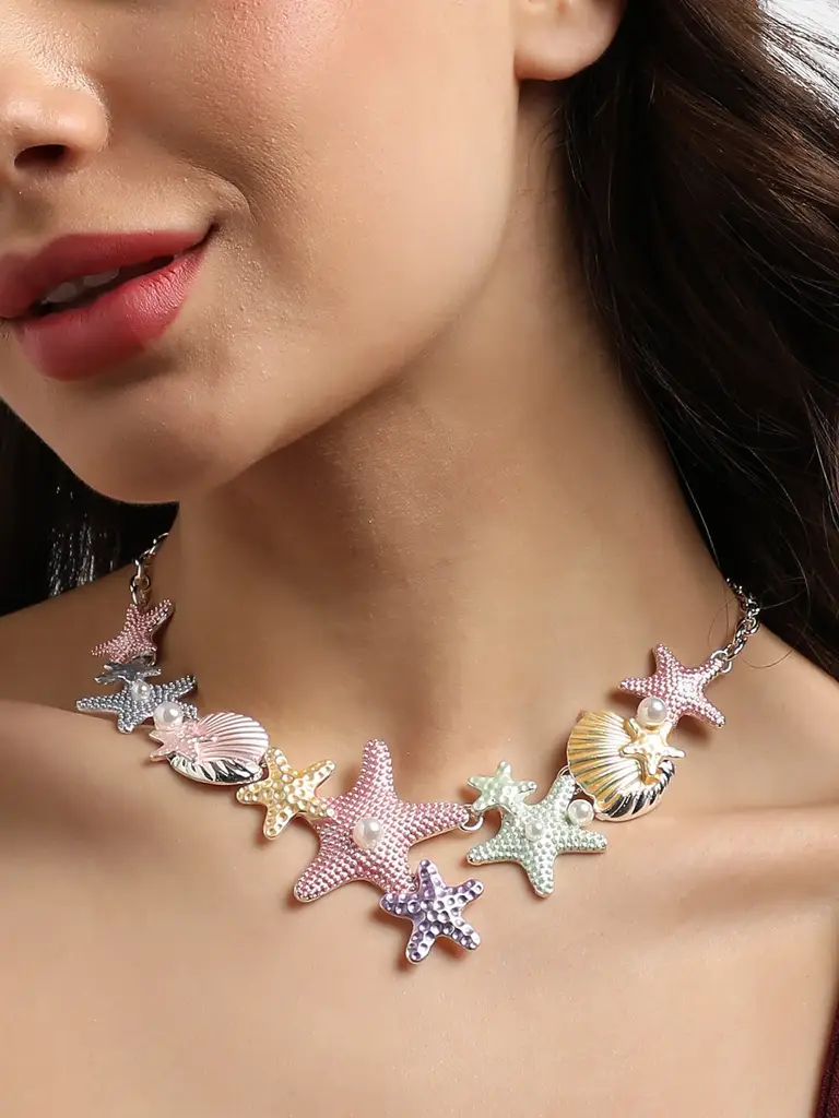 Women'S Metallic Starfish Necklace : SOHINC9902