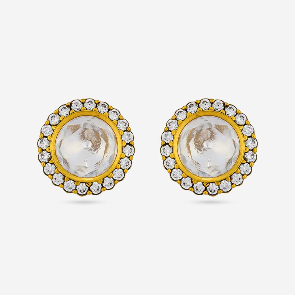 White Victorian - Plated Casual Wear Kundan Earring - 467985 : 467985