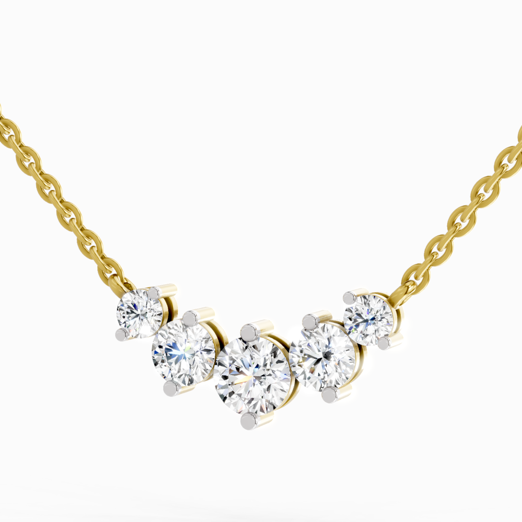 Lab Grown Diamond 1.31 Carat Round Graduated Bar Pendants14K : SPN19541-NK-14KY-131CT