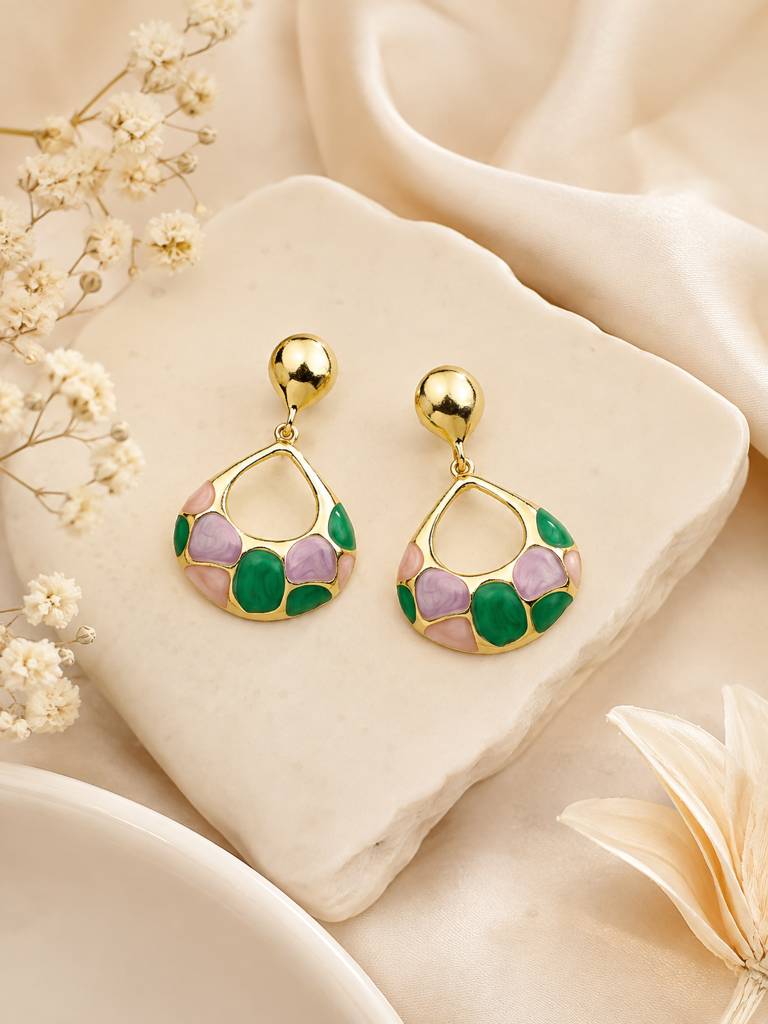 Multicolor Enamel Teardrop Earrings : AN-LJ-MU-0088-DE