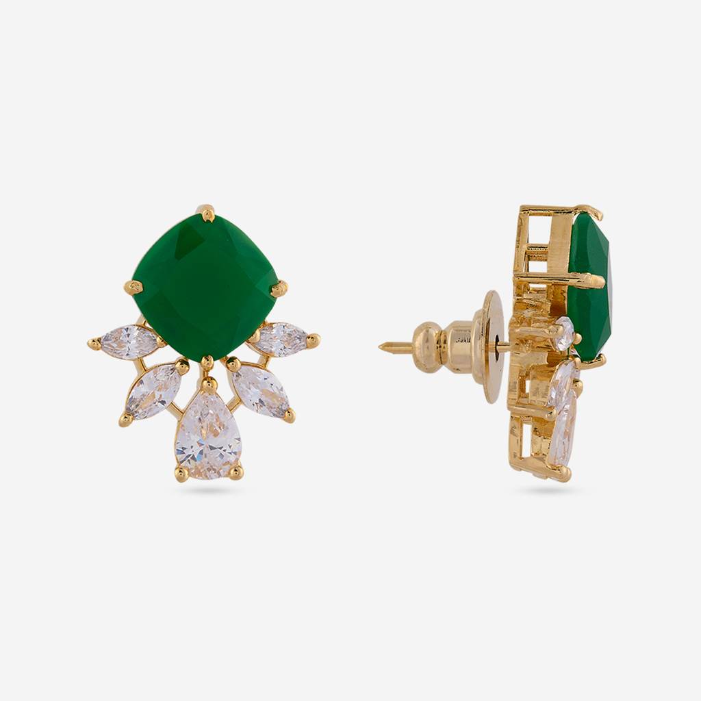 Gold - Plated Party Wear Zircon Earring - 469224 : 469225