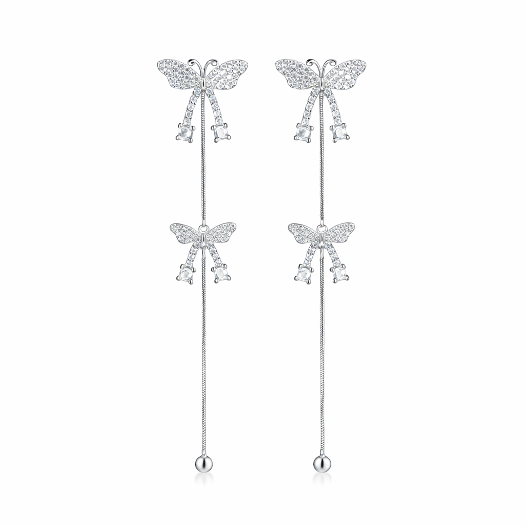 925 Sterling Butterfly Earrings : TRETL0045Silver