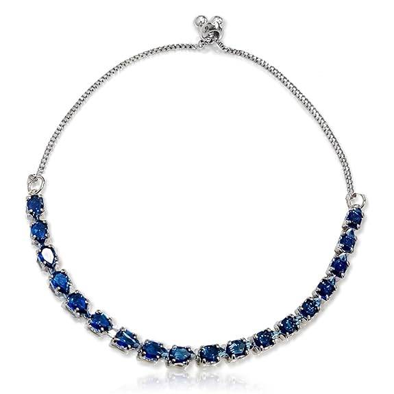 Blue Silver Plated Fancy Adjustable Bracelet For Women & Girls Crystals Studded Festive & Casual Wear Jewellery Gif : PX9B292B